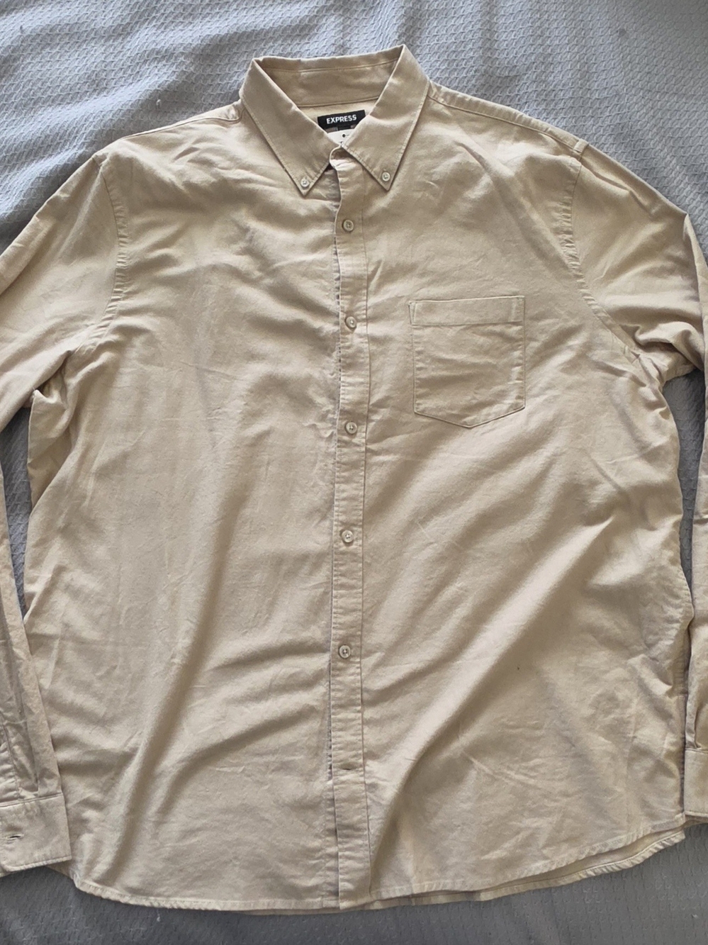 Express Men’s Beige Button-Down Shirt